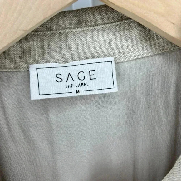 Anthropologie SAGE The Label Size Medium Romper Shorts Beige Linen - Picture 3 of 7